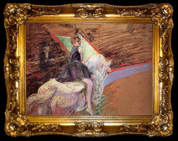 framed  Henri  Toulouse-Lautrec in the circus Fernando, horseman on Weibem horse, ta009-2